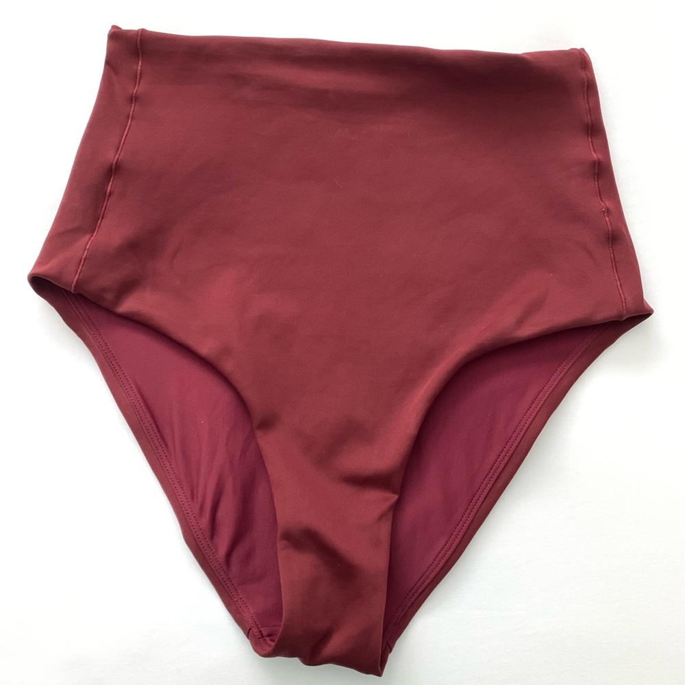 Left On Friday Hi Tide Bathing Suit Bikini Bottom Jam (Maroon) Medium